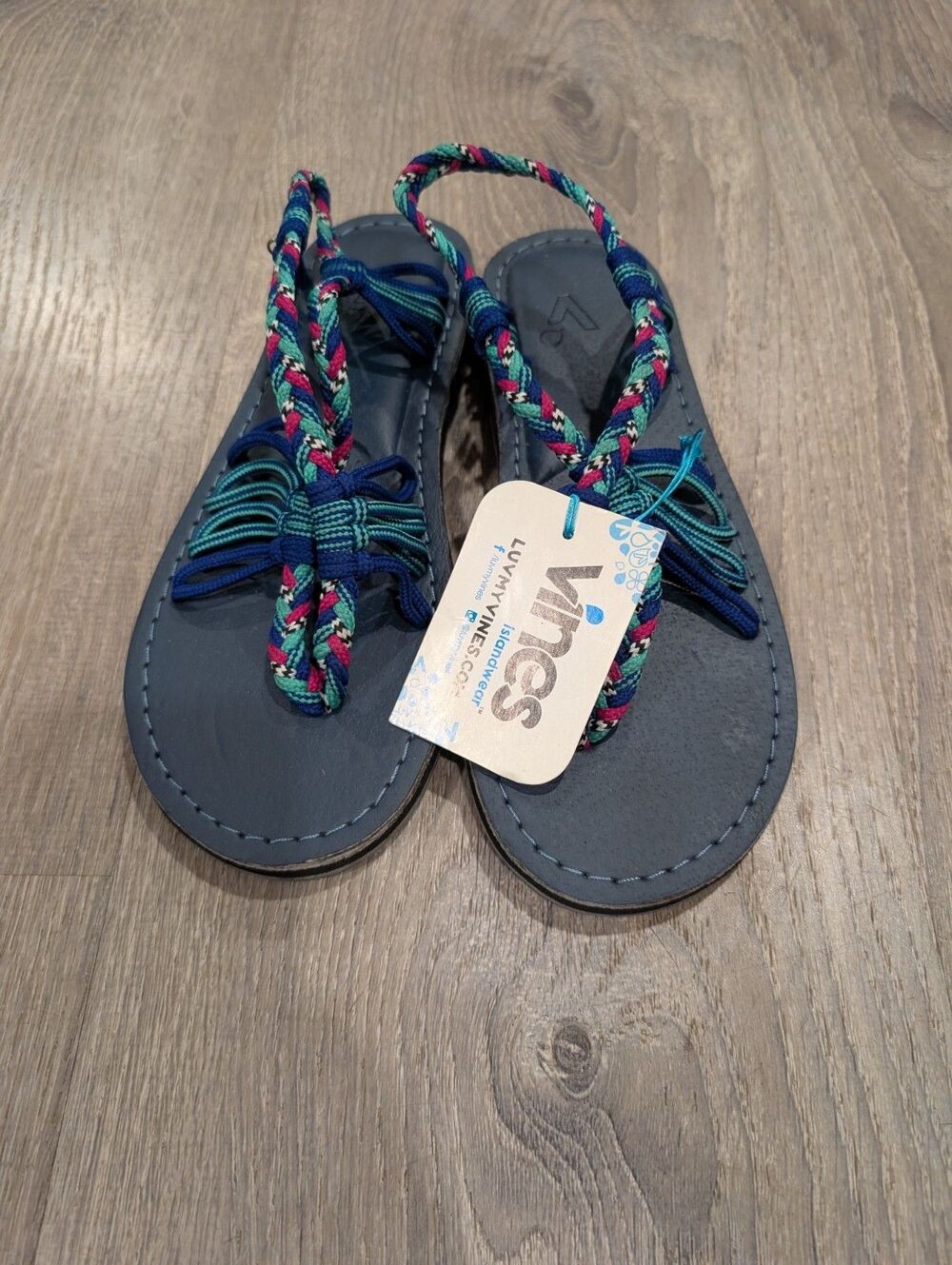 NWT Vines Islandwear Braided Rope Flat Strappy Sandals Women's Size 7 Boho Beach